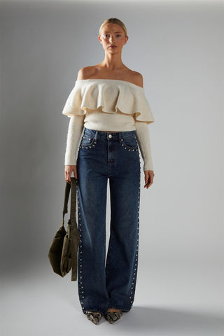 Cream Peplum-Bardot Jumper