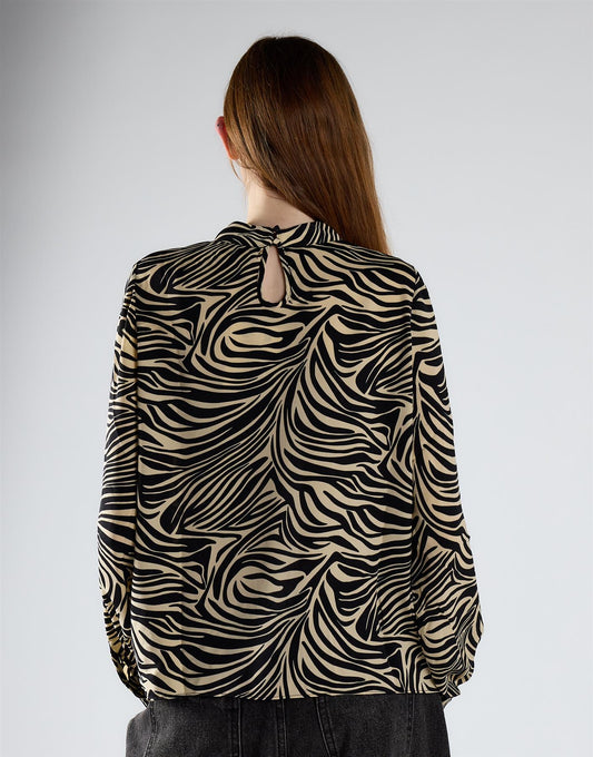 High Neck Top - Stone Black Zebra
