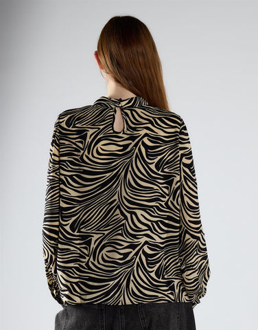 High Neck Top - Stone Black Zebra