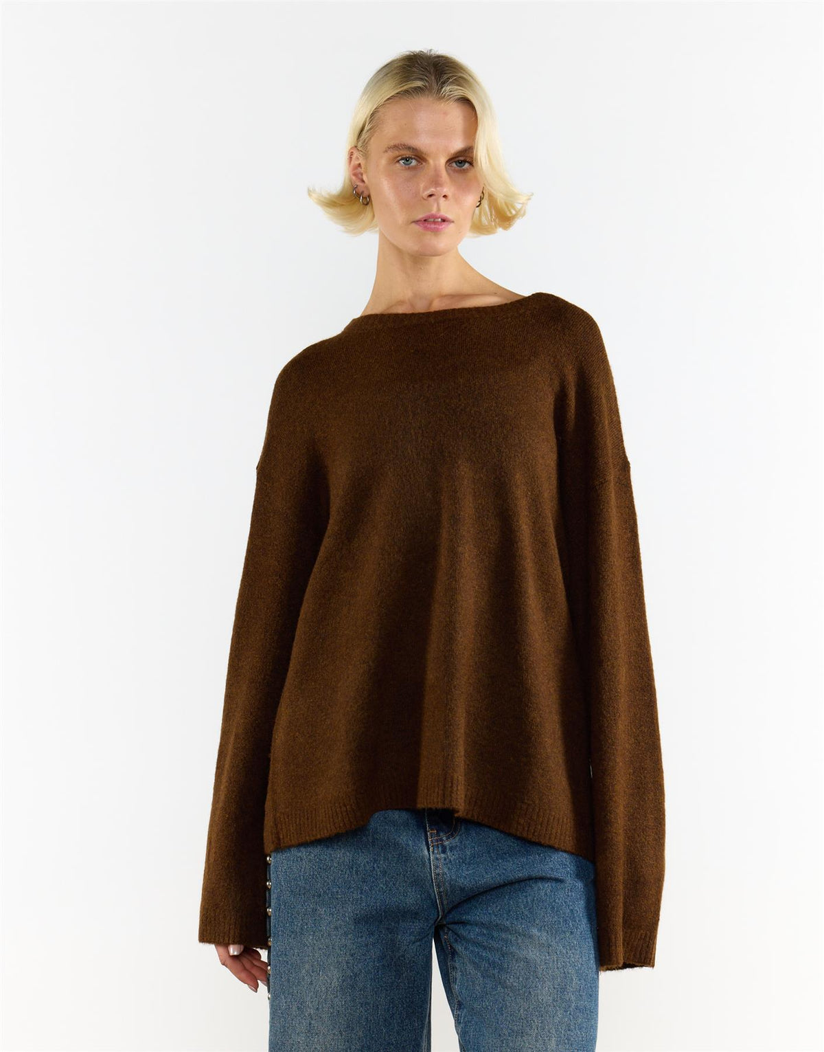 Brown Round Neck Jumper