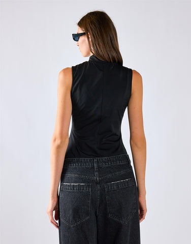 Black Mock Neck Sleeveless Tank Bodysuit