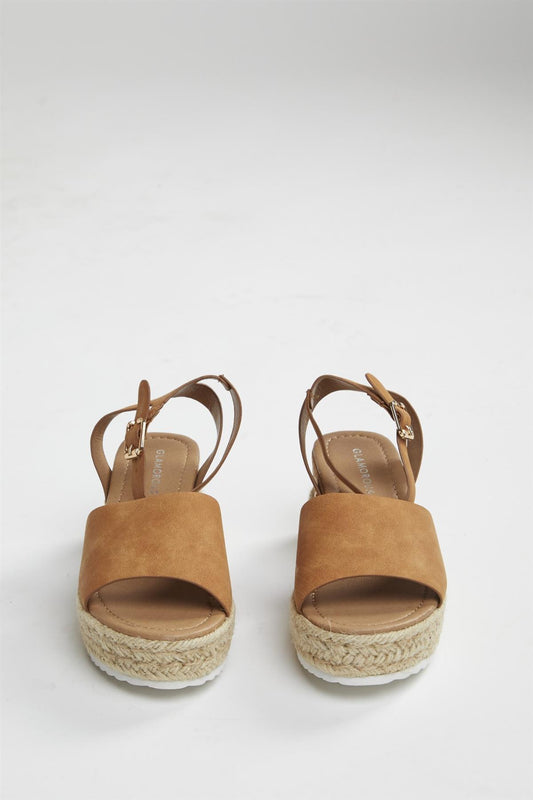 Tan Nubuck Espadrille Sandals
