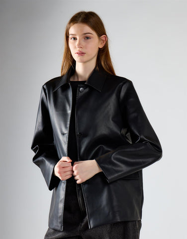 Black Pu Collared Jacket