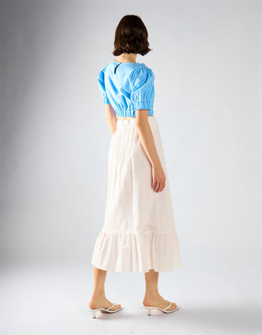 White Belted Midi Skirt