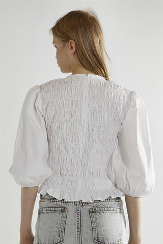 White Shirred Top