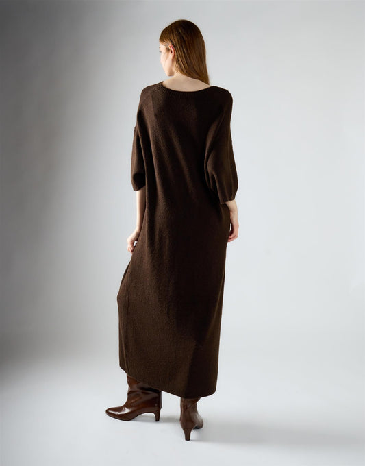 Khaki Brown Knitted Tee Dress