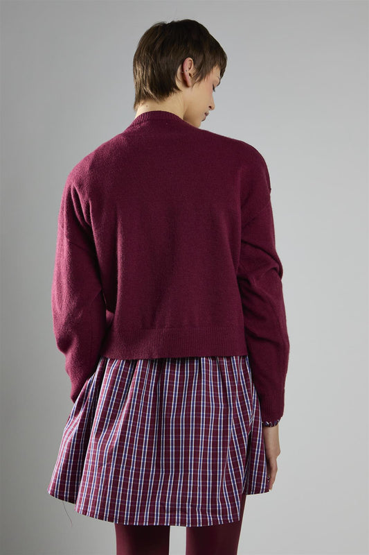 Burgundy Bow-Front Cardigan