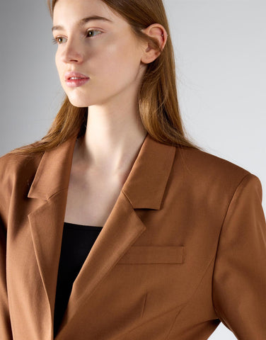 Rust Brown Cinched Waist Blazer