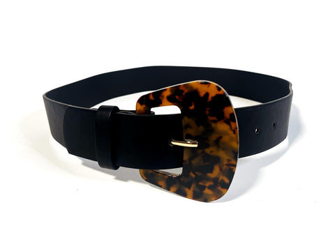 Black Tortoiseshell-Buckle Belt