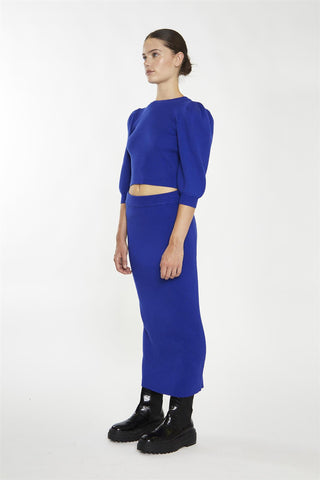 Royal-Blue Puff Sleeve Jumper