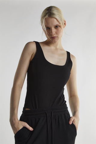 Black Scoop Neck Bodysuit