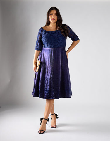 Glamorous Curve Navy Empire Dress