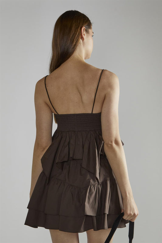 Brown Tiered Frill Cami Top