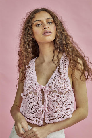 Pink Broderie Crop-Top