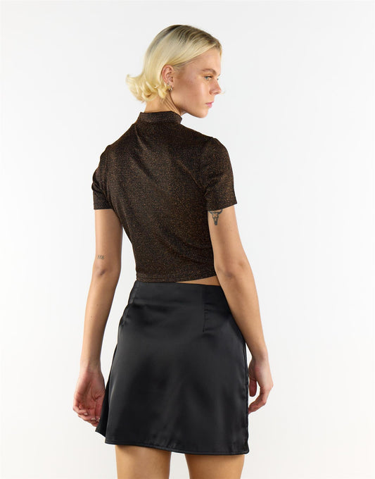 Black Bronze Lurex Crop Top