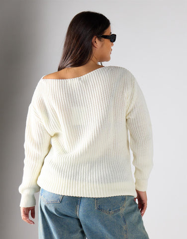 Glamorous Curve Cream Knitwear Jumper