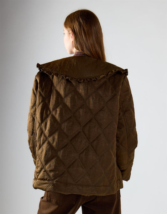 Deep Olive Statement Collar Jacket