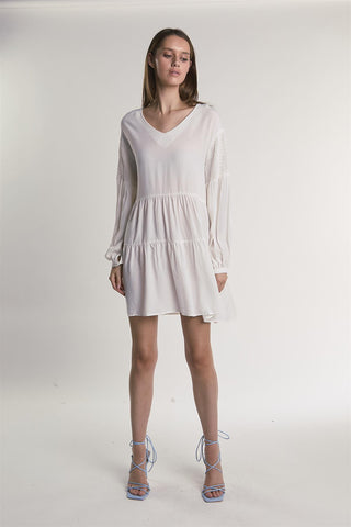 White Tiered Midi-Dress