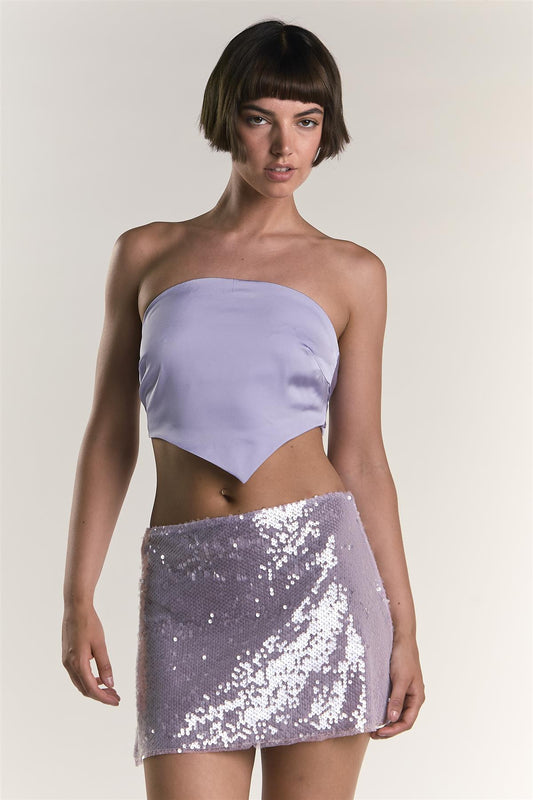 Lilac Sateen Badana Strapless Top