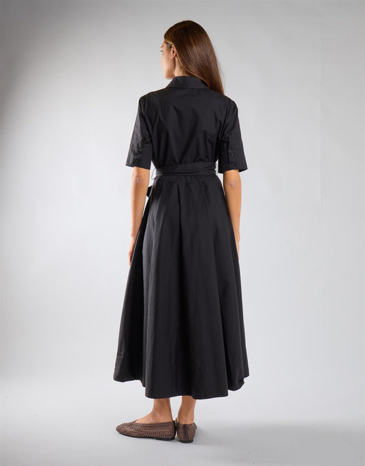 Black Belted Shirt Dress