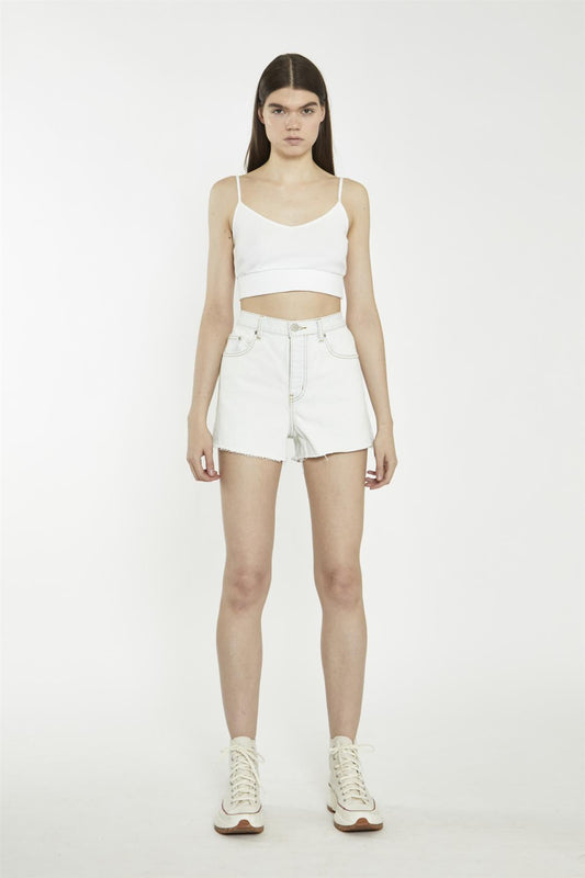 Bleach-Wash High-Waisted-Shorts