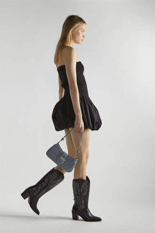Black Stitched Calf Cowboy Boots