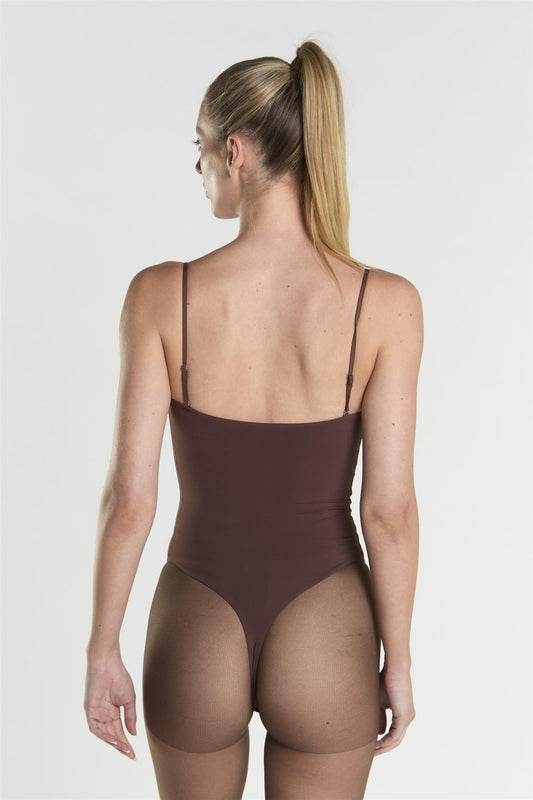 Square Neck Bodysuit - Coffee