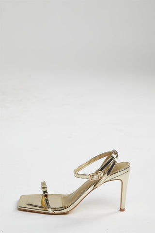 Gold Strappy Bow Barely There-Heels