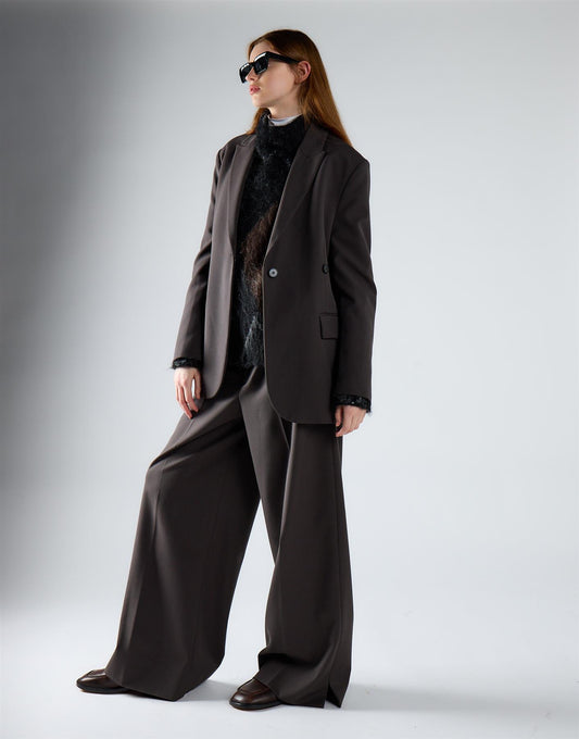 Dark Grey Midi Length Suit Jacket
