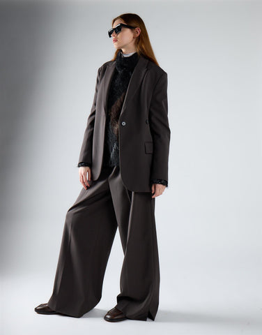Dark Grey Midi Length Suit Jacket