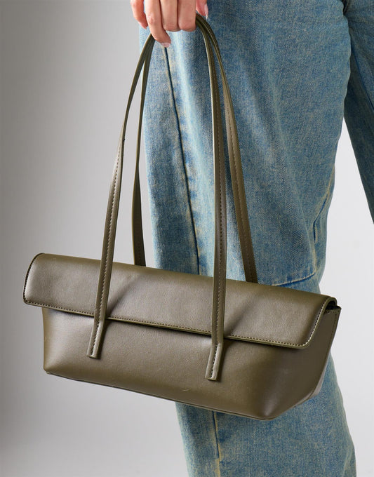 Rectangle Flap Shoulder Bag - Olive