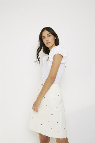 White Crew Neck Short-Sleeve Bodysuit