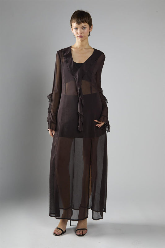 Deep Brown Shift Maxi Dress