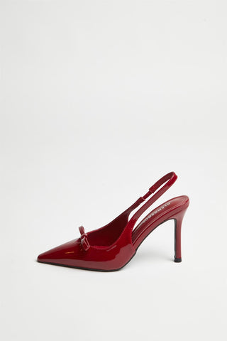 Cherry-Red Bow Slingback-Heels