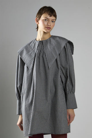 Black Check Oversized Collar Mini Dress