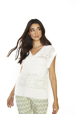 Off White Knit Oversized-Top