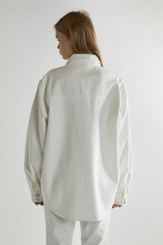 Off White Button Up Denim Shirt