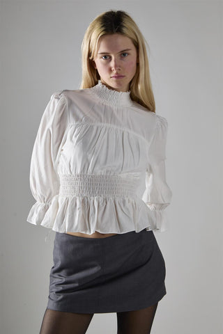 Off White High Neck Crop-Top