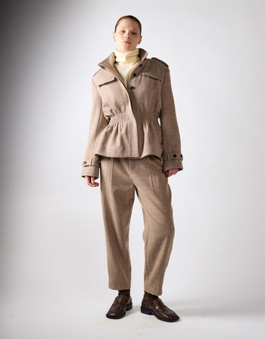 Stone Textured Cinched Waist Jacket