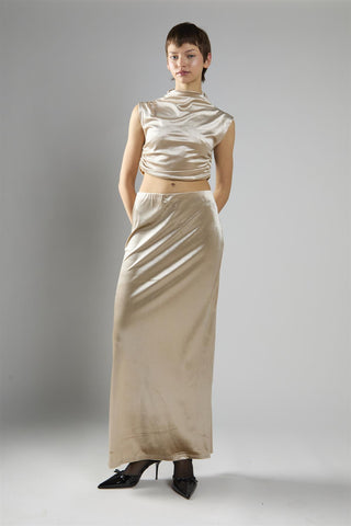 Oyster Velvet Mid-Rise Maxi Skirt