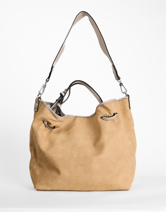 Beige Slouchy Convertible Shoulder Bag