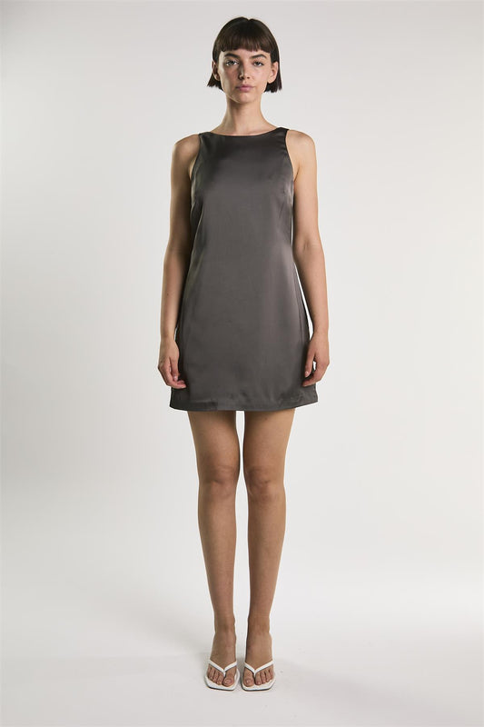 Bitter Chocolate Boat Neck Mini Shift Dress