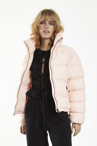 Peach Textured Heart Puffer Jacket