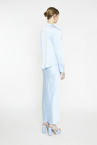 Light-Blue Satin Classic-Shirt