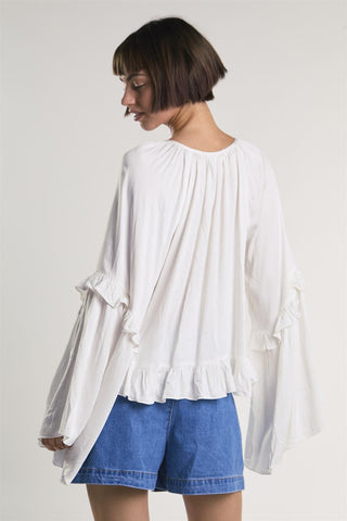 White Ruffle Blouse
