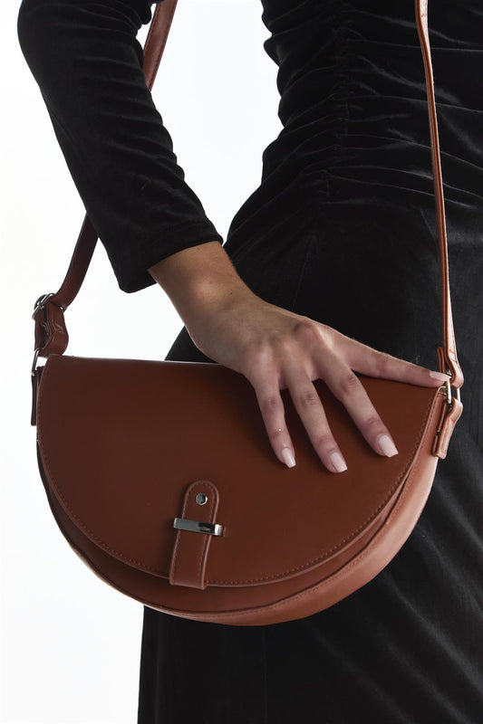 Glamorous Brown Crescent -Shaped Bag