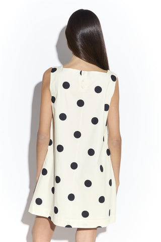 Cream Spot Square Neckline Mini Shift Dress
