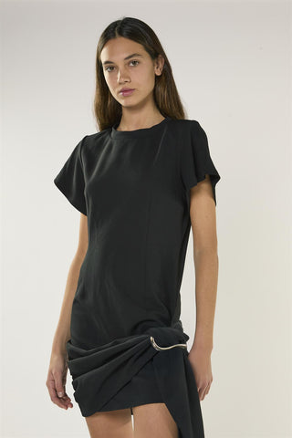 Tie Detail T-Shirt Mini Dress - Black