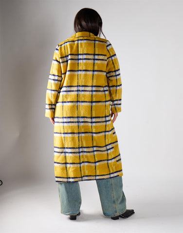 Glamorous Curve Yellow Check Open-Front Coat