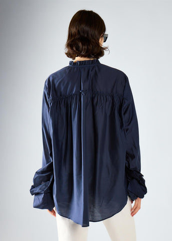 Navy Tie Chiffon Blouse